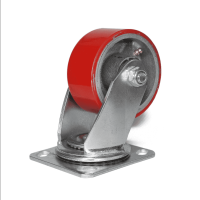 Колесо большегрузное, полиуретановое, поворотное Полипропилен Красный 100 мм (Medium) — Крепимир